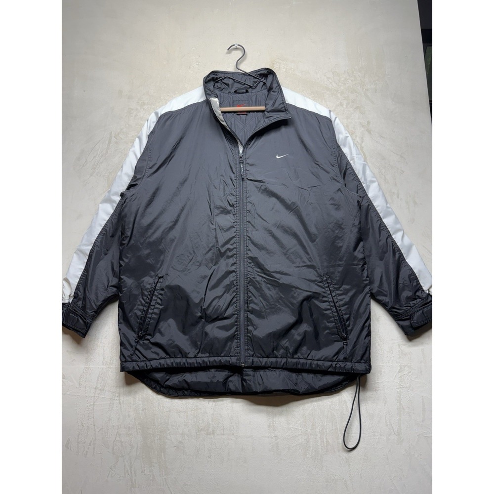 Vintage Nike Jacket Mens XL Spell Out Windbreaker Black White Full Zip Back Logo